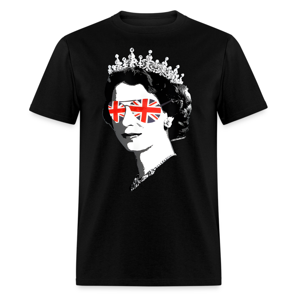 Queen Elizabeth II in Union Jack Sunglasses Unisex Classic T-Shirt - black
