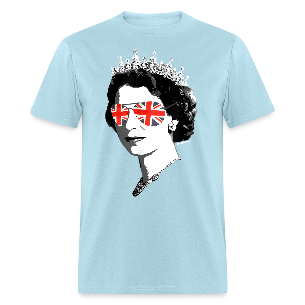 Queen Elizabeth II in Union Jack Sunglasses Unisex Classic T-Shirt - powder blue