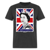 Queen Elizabeth II Union Jack Postage Stamp Unisex Classic T-Shirt - heather black