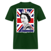 Load image into Gallery viewer, Queen Elizabeth II Union Jack Postage Stamp Unisex Classic T-Shirt - forest green