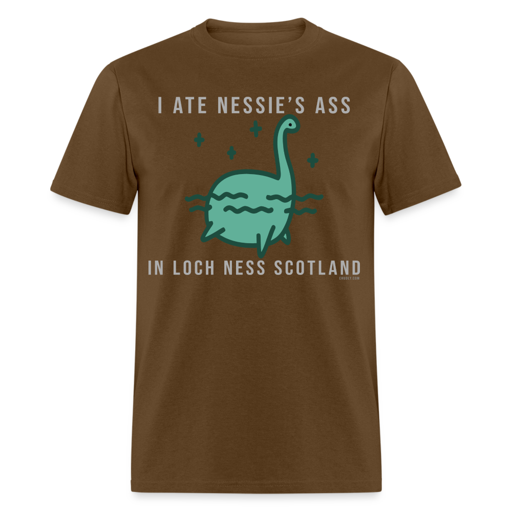 I Ate Nessie's Ass In Loch Ness Scotland Thicc Funny Meme Unisex Classic T-Shirt - brown