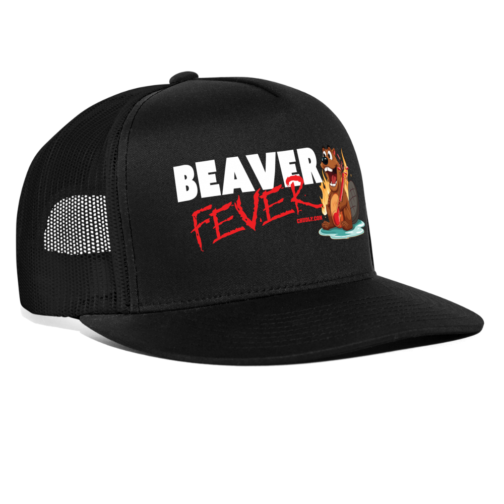 Beaver Fever Funny Party Snapback Mesh Trucker Hat - black/black
