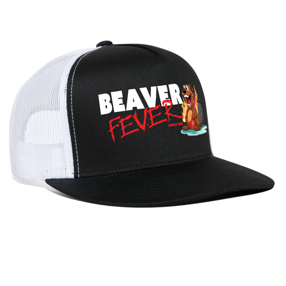 Beaver Fever Funny Party Snapback Mesh Trucker Hat - black/white