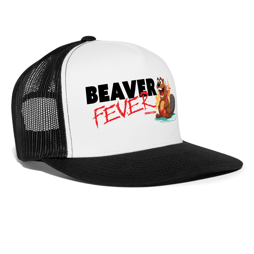 Beaver Fever Funny Party Snapback Mesh Trucker Hat 2 - white/black