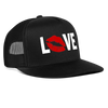Load image into Gallery viewer, Love Kiss Lips Sexy Snapback Mesh Trucker Hat - black/black