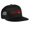 Malort Puke Parody Funny Drinking Hat Snapback Mesh Trucker Hat - black/black
