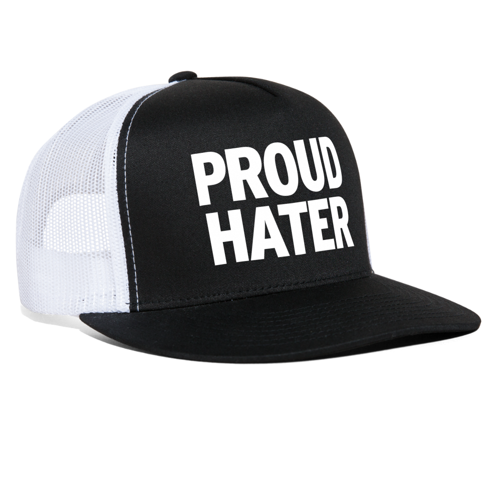 Proud Hater Funny Party Snapback Mesh Trucker Hat - black/white
