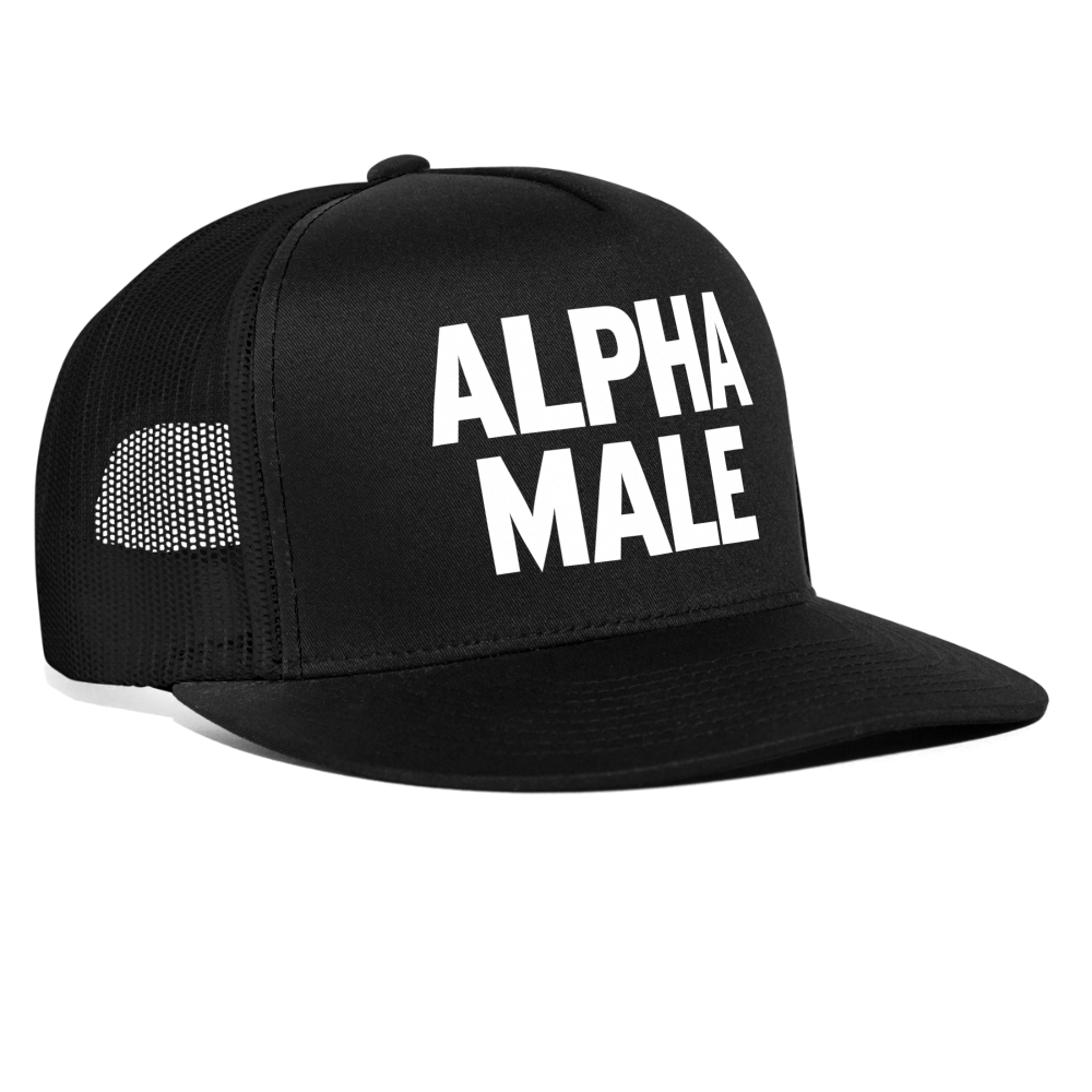 Alpha Male Snapback Mesh Trucker Hat - black/black