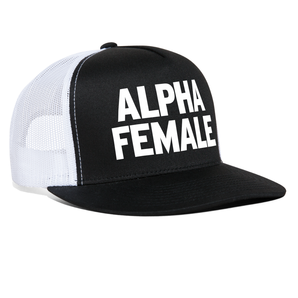 Alpha Female Snapback Mesh Trucker Hat - black/white