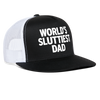 Load image into Gallery viewer, World&#39;s Sluttiest Dad Funny Party Snapback Mesh Trucker Hat - black/white