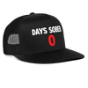 Load image into Gallery viewer, Zero Days Sober 0 Funny Drinking Hat Party Snapback Mesh Trucker Hat - black/black