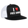 Load image into Gallery viewer, I Love Free Drinks Funny Party Snapback Mesh Trucker Hat - black/white