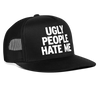 Load image into Gallery viewer, Ugly People Hate Me Hot Girl Funny Hat Party Snapback Mesh Trucker Hat - black/black